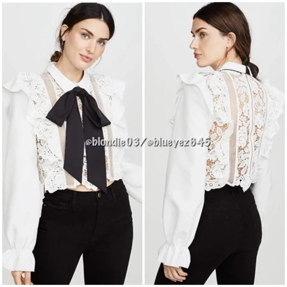 Self-Portrait flower lace tie top UK4/US0 - Picture 3 of 6